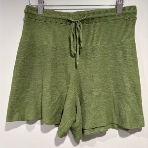 Free People Beach Green Knit Shorts with Drawstring Waist Size Small